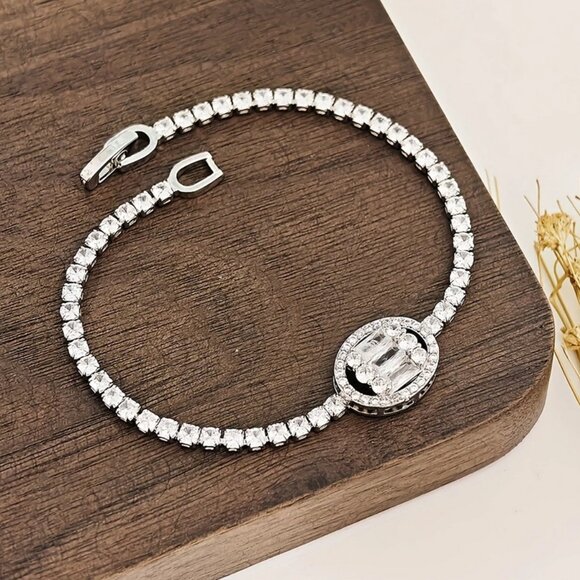Solid 925 Silver Womens 2ct Oval Diamond Tennis Bracelet Jewelry 7" Jewelry New